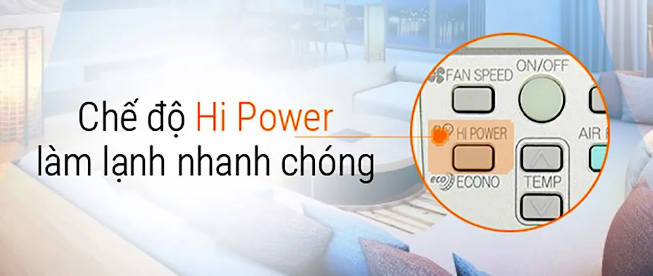 Chức năng HI POWER trên máy lạnh Mitsubishi Heavy làm lạnh nhanh chỉ 15 phút