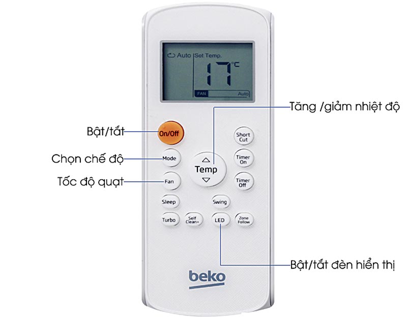 Hướng dẫn cách sử dụng điều khiển máy lạnh Beko dòng RSSC - CV