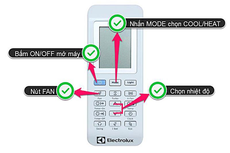 Hướng dẫn cách sử dụng điều khiển máy lạnh Electrolux