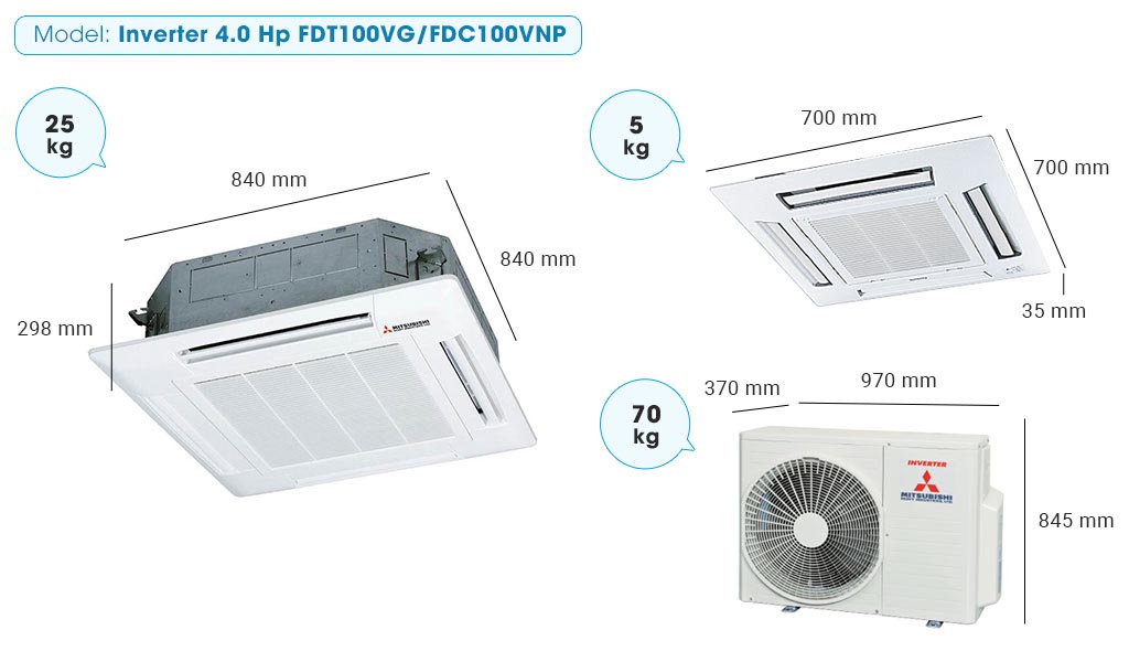 Máy lạnh âm trần Mitsubishi Heavy FDT100VG/FDC100VNP inverter (4.0Hp)