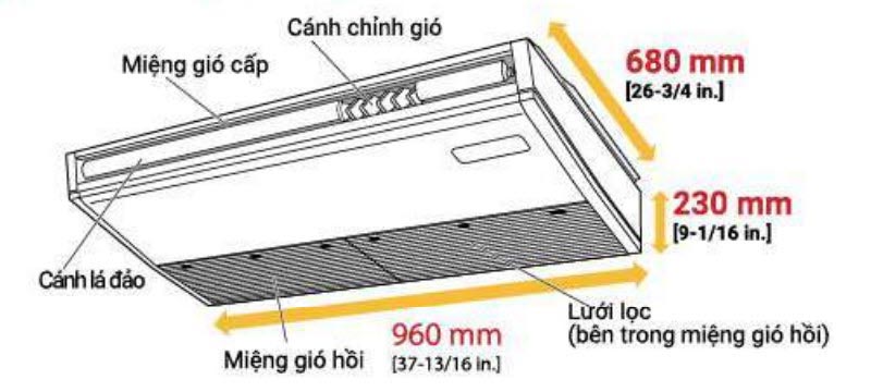 Dàn lạnh áp trần VRV Mitsubishi Electric PCFY-P100VKM-E.TH inverter (4.0Hp)